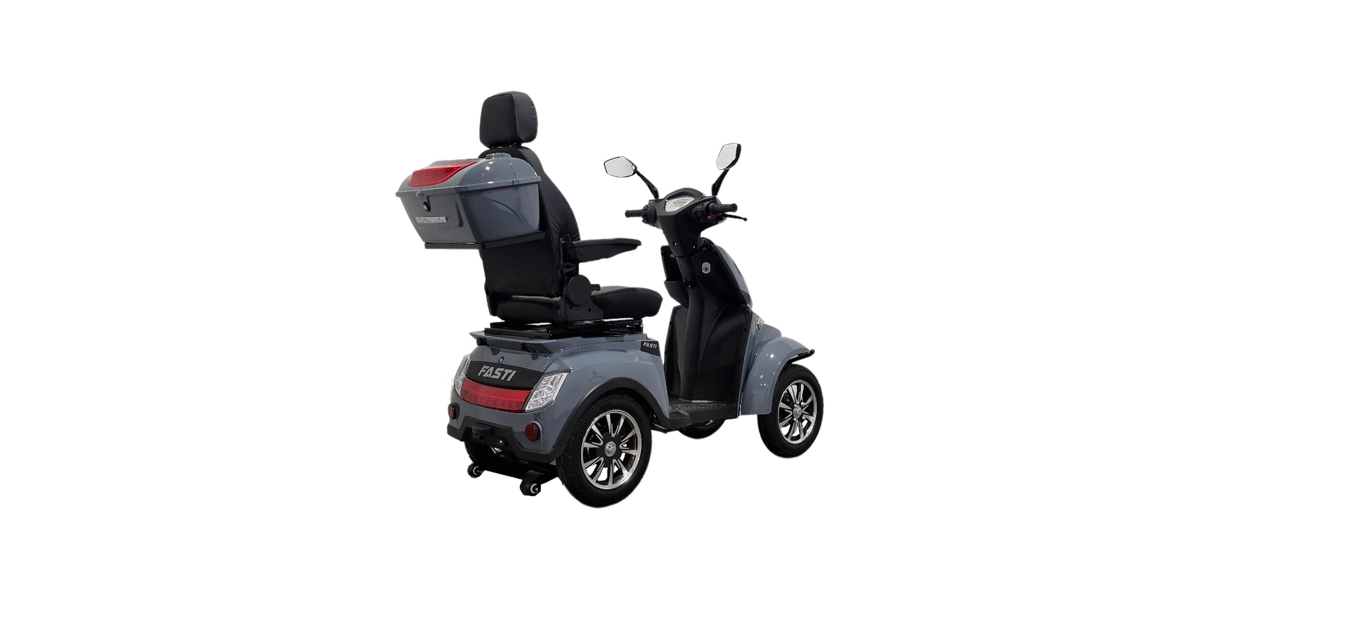 Scooter électrique pour PMR FASTI MAX ELECTORIDE avec siège, batterie lithium, moteur 1000W et 4 roues pour une mobilité autonome et sûre