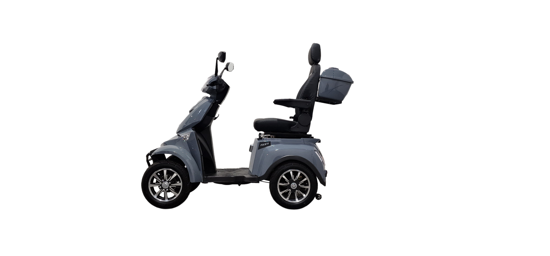 Scooter électrique FASTI MAX avec siège, 4 roues, moteur 1000W, idéal pour PMR. Confortable et puissant