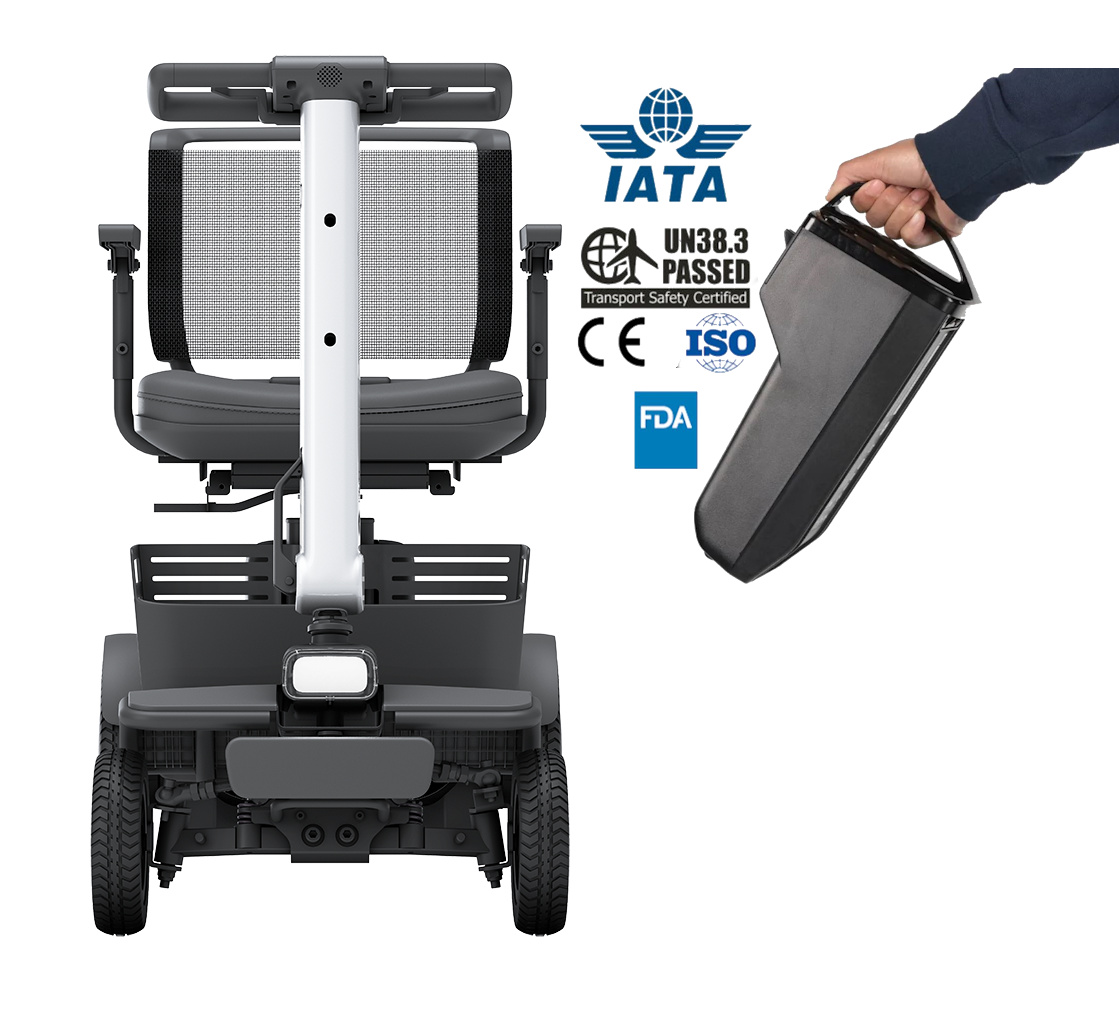 Affrontez tous les terrains sans compromis avec le WHILL Model R.
Grâce à ses pneus crantés, ses moteurs ultra-puissants et ses suspensions évoluées, il franchit sans effort graviers, pavés, chemins, herbe ou même neige. Où que vous alliez, rien ne vous arrête.