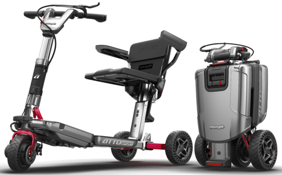 Scooter électrique ATTO SPORT pliable, idéal pour la mobilité réduite. Batterie lithium amovible, pratique pour les voyages