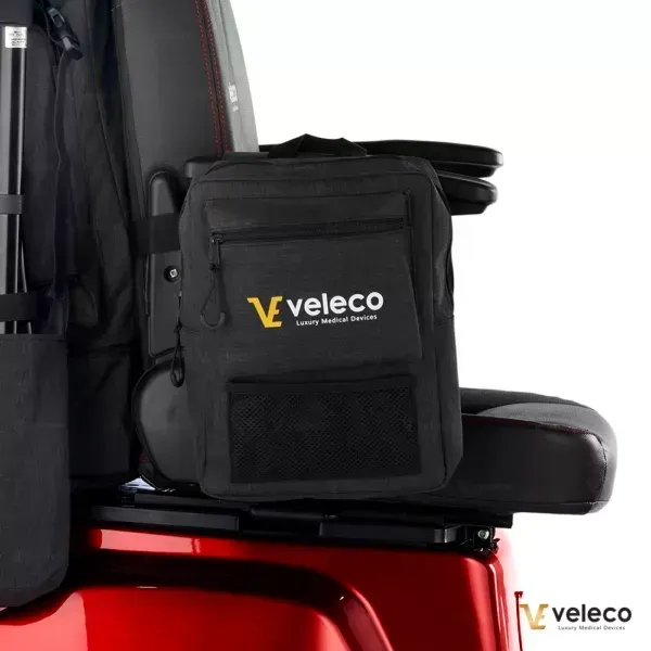 Sac accoudoir latéral Veleco: Accessoire pratique pour scooter de mobilité. Facile d'accès, pas besoin de se pencher.