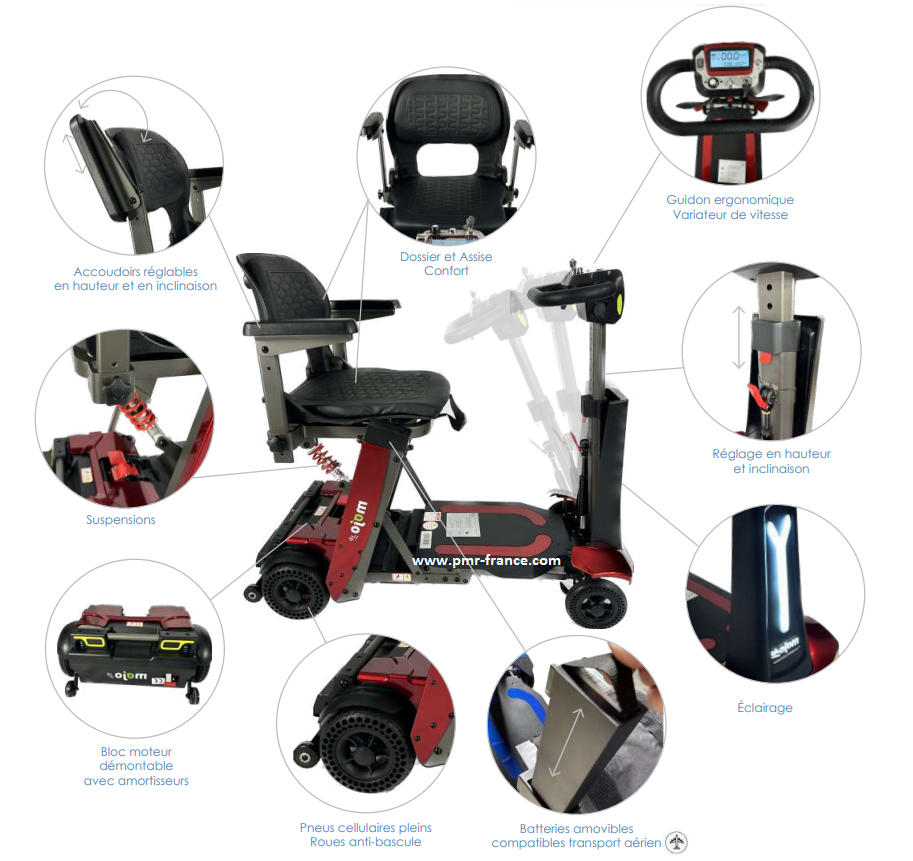 Scooter électrique Ergo MOJO Lit - Confortable, pliable automatiquement, adapté aux personnes à mobilité réduite. Autonomie jusqu'à 24 km