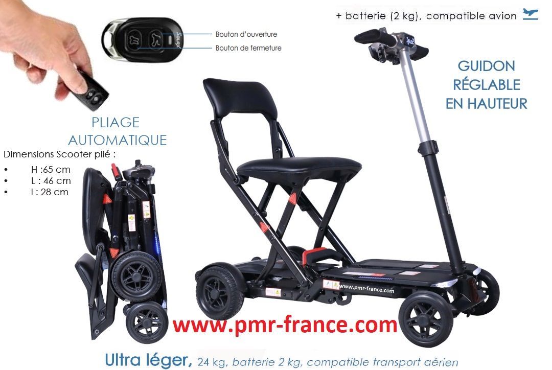 Le Nouveau Scooter Ultra Compact
PLIAGE AUTOMATIQUE
Essai à domicile gratuit !
Ergo SL (Nouvelle Génération) vient compléter la gamme des Scooters ErgoConcept ! Confortable et pratique, il se plie automatiquement à l’aide d’une télécommande, et vous permet de faciliter vos déplacements à l’extérieur comme à domicile. Ultra compact, le scooter SL NG se glissera très facilement dans le coffre de votre voiture citadine.
Pliable automatiquement (télécommande)
Autonomie jusqu’à 15 kilomètres
Léger & maniable – 24 kg*
Adapté au transport aérien
Dimensions plié : 46 x 28 x 65 cm
*Sans la batterie (2 kg). Voir caractéristiques techniques ci-dessous.