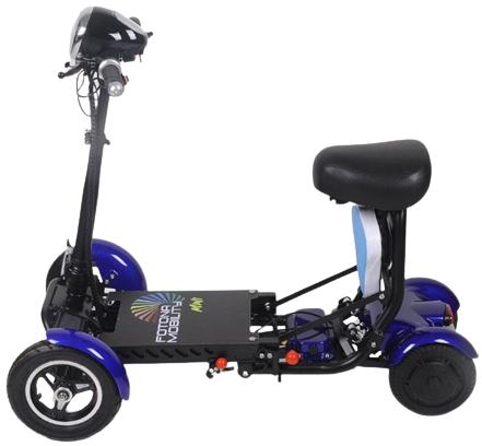 Scooter électrique TRAVELt : confortable, léger et sécurisé. Autonomie jusqu'à 50 km. Idéal pour la mobilité réduite