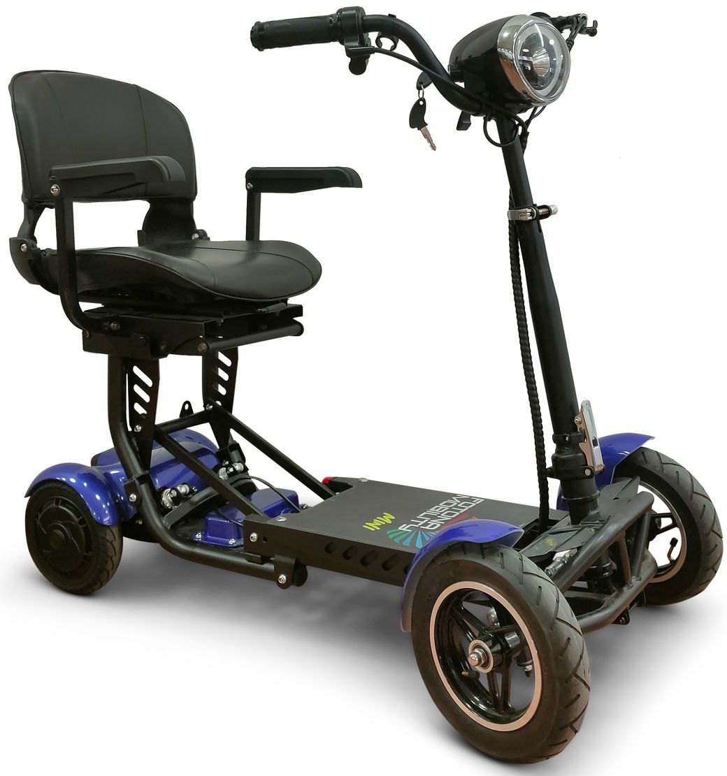 Scooter électrique pliable avec siège confortable. Puissant moteur double, jusqu'à 50 km d'autonomie. Léger et sûr, supporte jusqu'à 120 kg.
