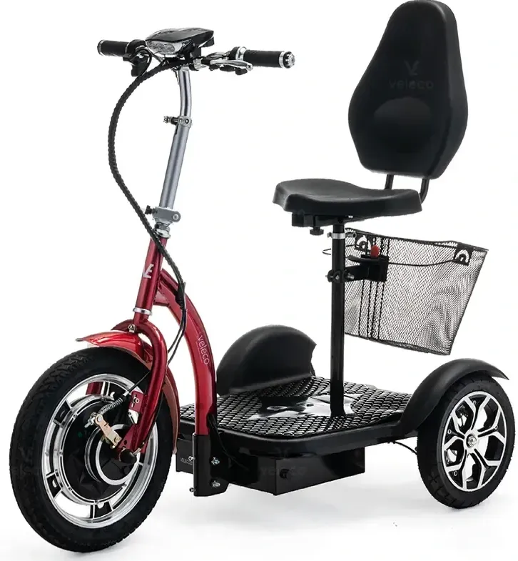 VELECO ZT16 750W Scooter électrique 3 Roues Mobylette Senior Handicapé 750W (Rouge)