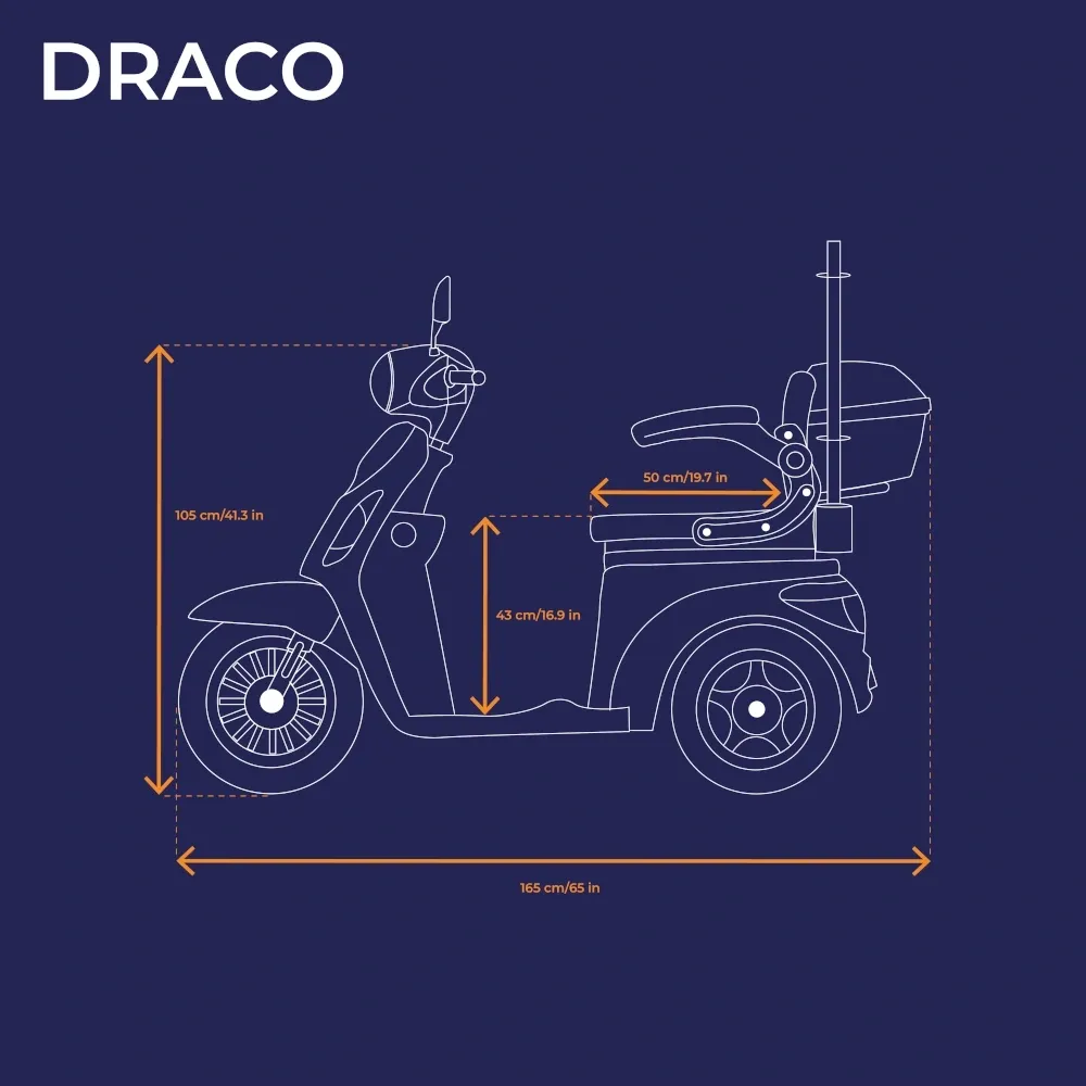 Scooter Veleco Draco : qualité haut de gamme pour une mobilité sans effort. Conçu pour tous, avec des fonctionnalités avancées