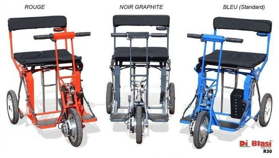 Trois couleurs aux choix Rouge, Noir Graphite, Bleu Scooter DiBlasi R30 pliant Rouge, Noir Graphite, Bleu