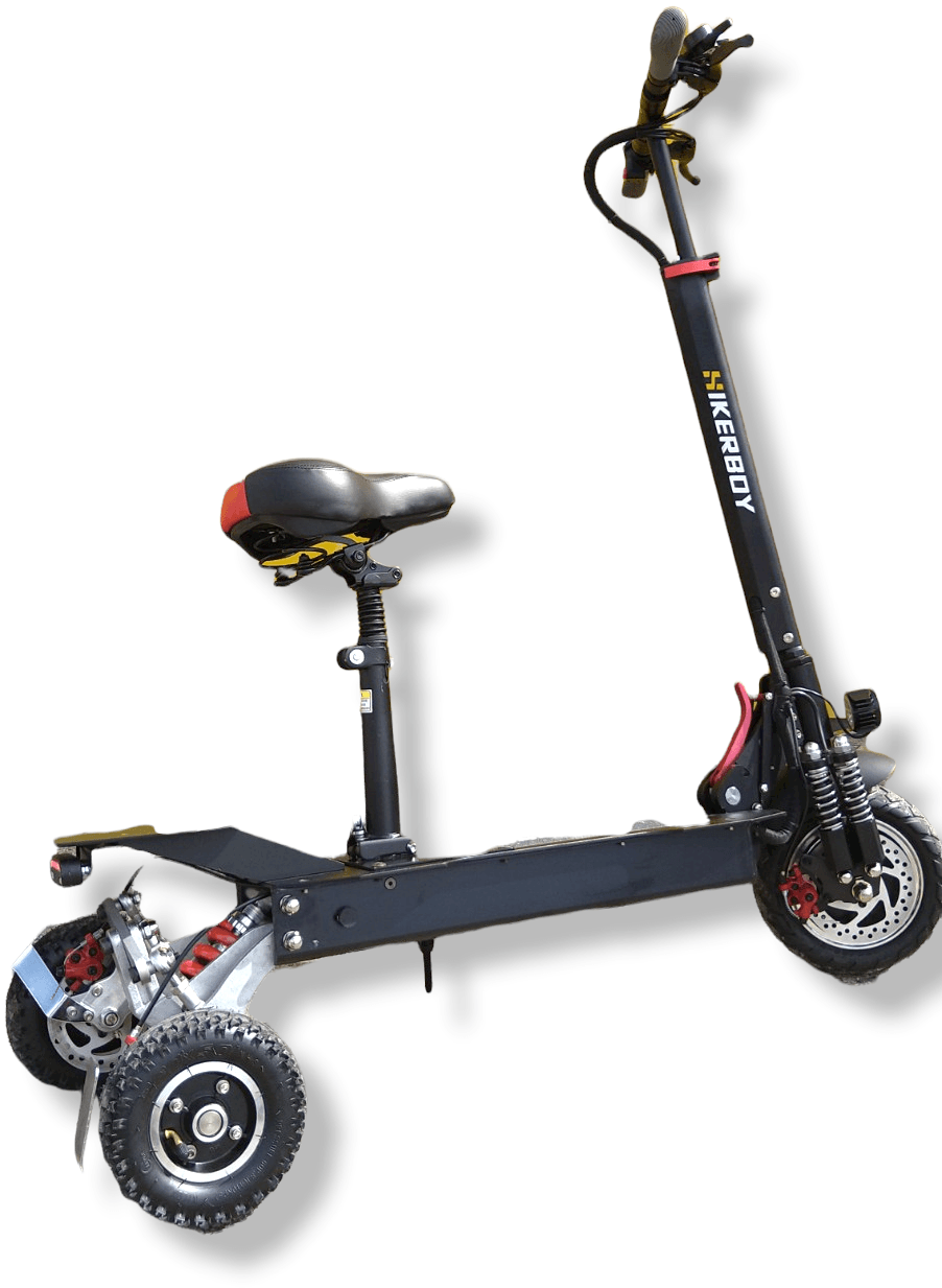 Trottinette électrique PMR avec siège tout terrain. Conduite souple, stabilité et sécurité accrues pour une expérience de conduite optimale.