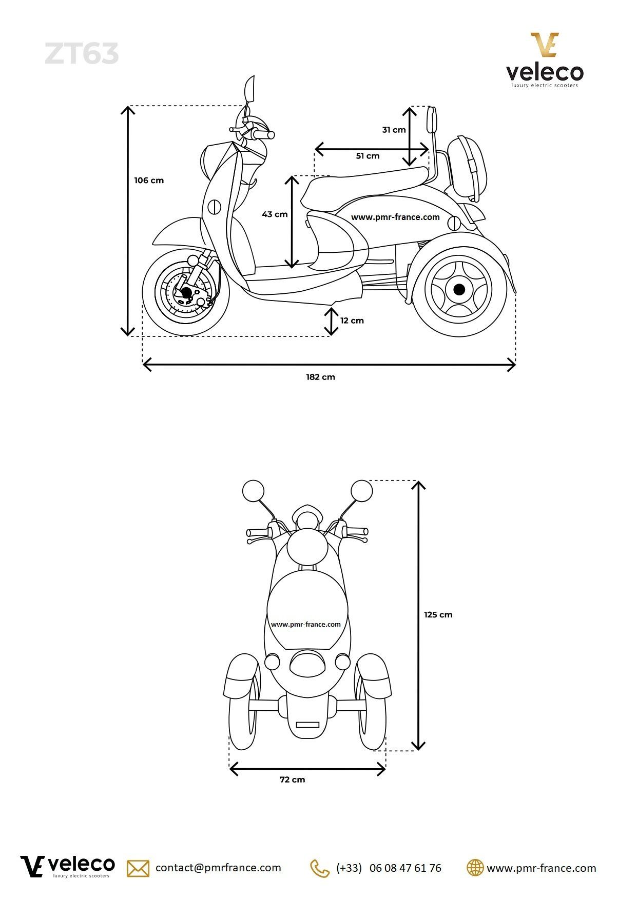 Scooter électrique ZT 63 à 3 roues pour PMR - Mobilité et autonomie améliorées