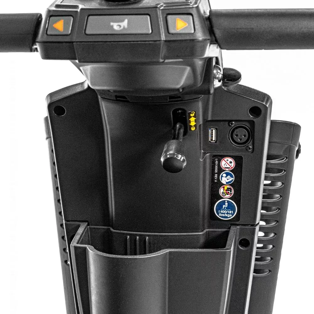 Scooter Pride Mobility Zero Turn 10 : puissant, fiable, adapté jusqu'à 180 kg. Vitesse 10 km/h, batterie performante.