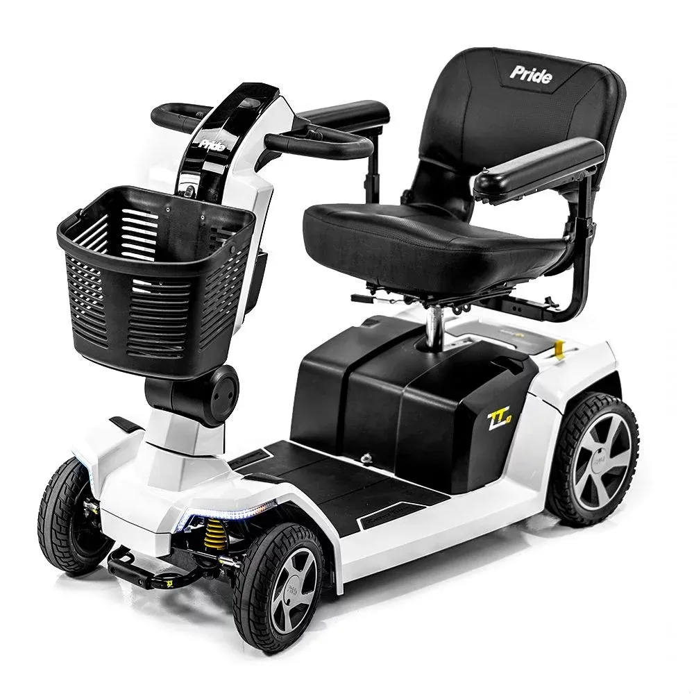 Scooter électrique Pride Mobility Zero Turn 10 : Confort, sécurité, performance. Vitesse max 10 km/h, capacité utilisateur jusqu'à 180kg