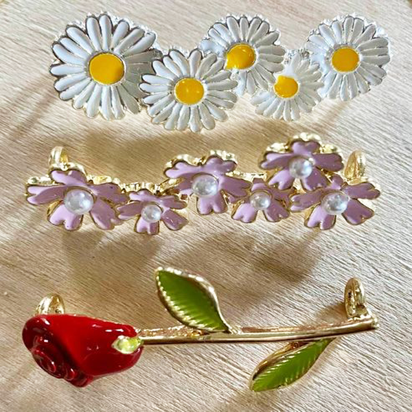 bijoux barrettes fleurs 3 modèles