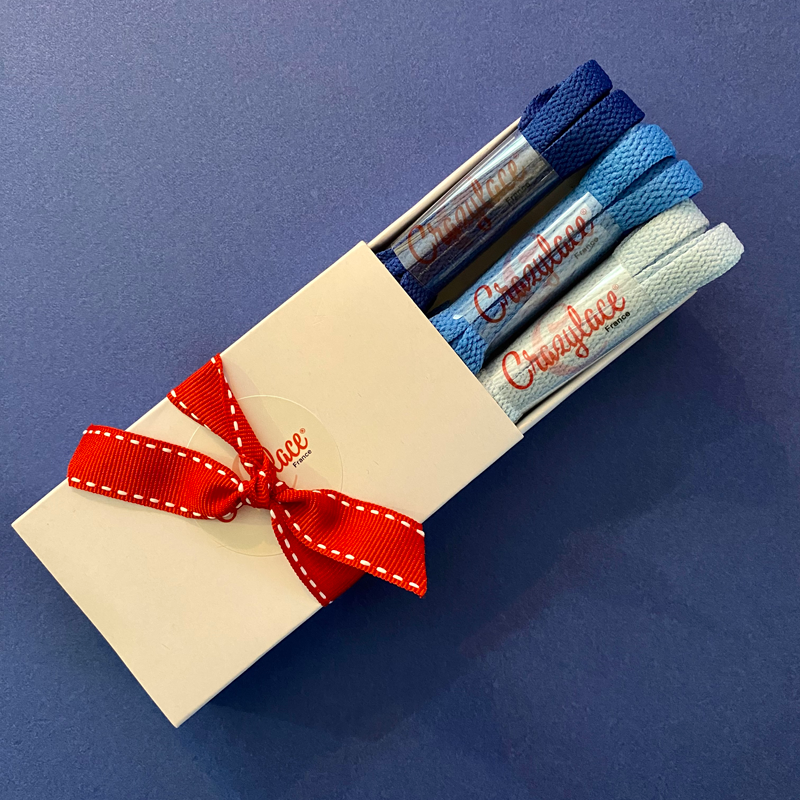 Pack à offrir Camaieu de bleu - 3 paires de lacets plats - Crazylace.