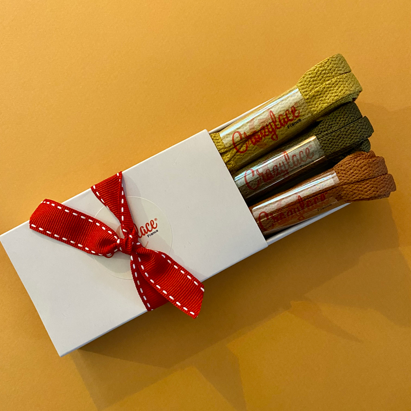 Pack  à offrir pour homme - 3 paires de lacets plats - Crazylace.