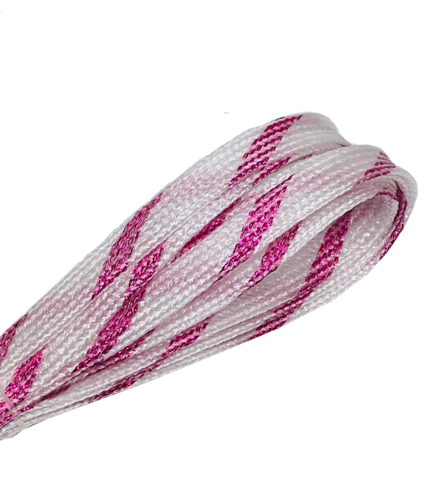lacets paillettes fins bicolores rose et blanc