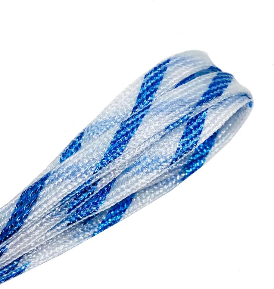 lacets paillettes fins bicolores bleu et blanc