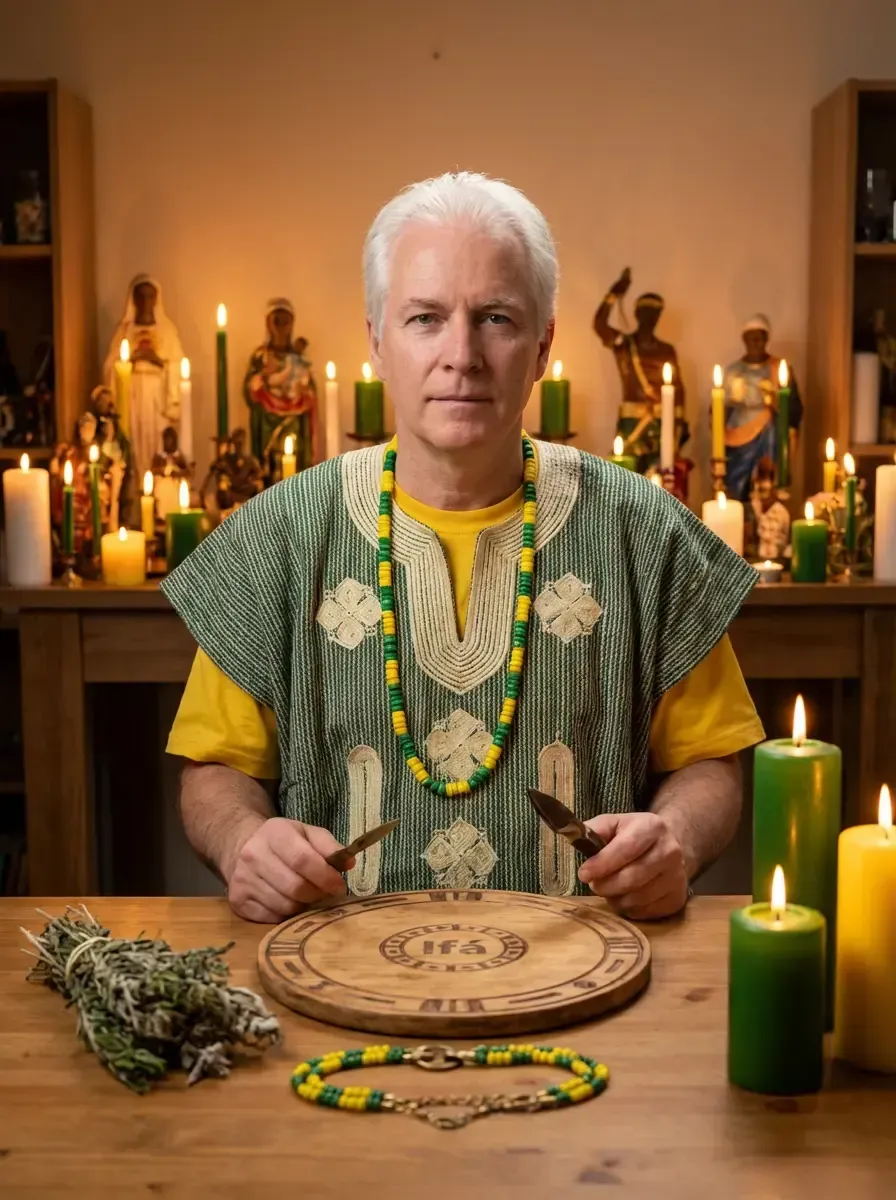 Babalawo realizando consulta espiritual privada en Madrid Oeste