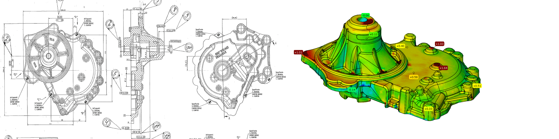 3D Scan eines Einsatzes komplexe Form Lagetoleranz Auswertungen nach Zeichnung