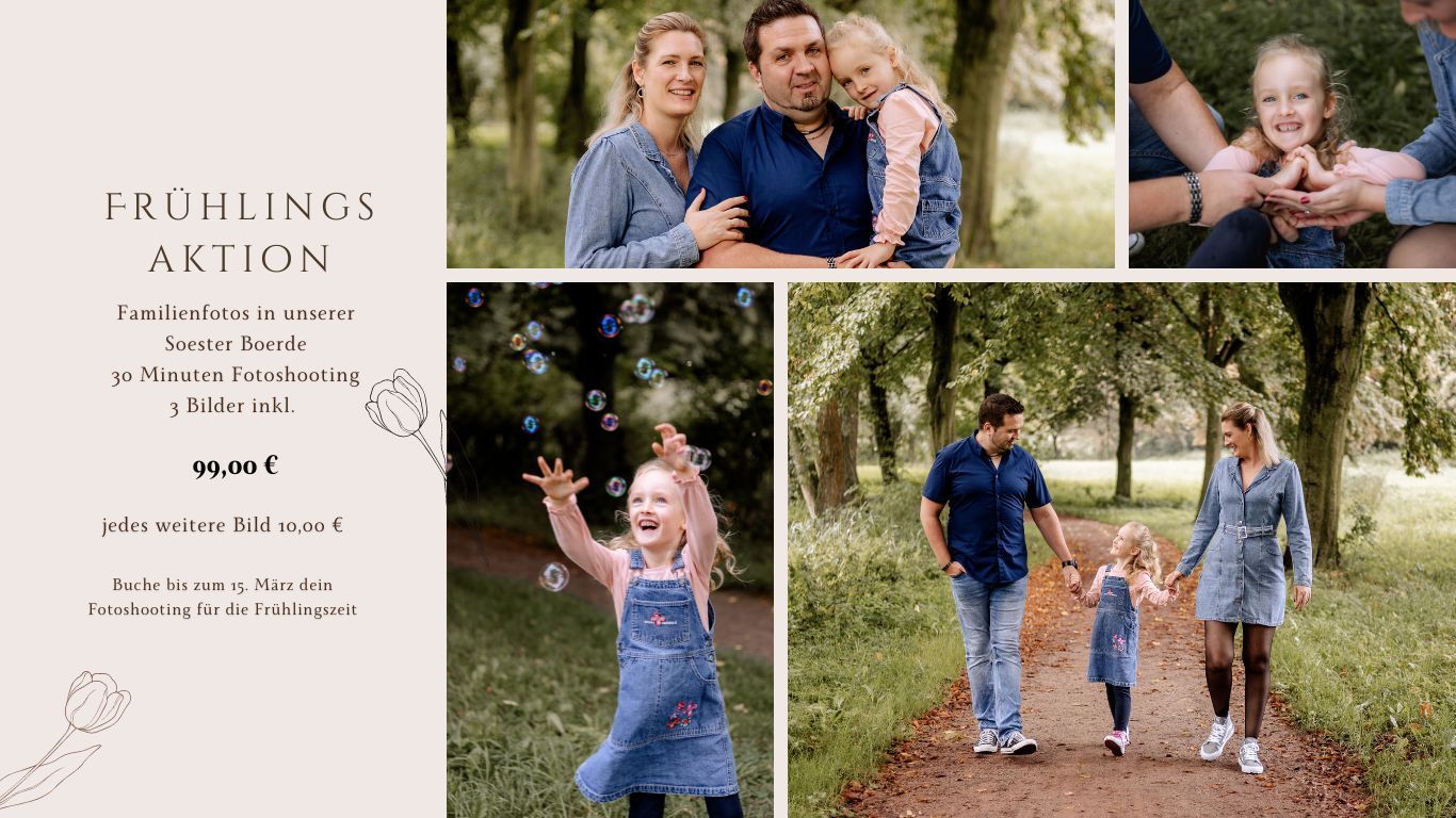 Collage Aktion Familienfotos Frühling