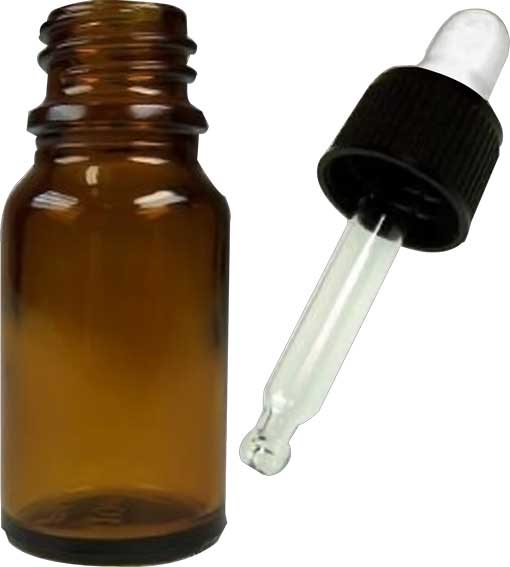 Flacon en verre teinté avec compte-gouttes capillaire Flacon en verre teinté avec compte-gouttes capillaire