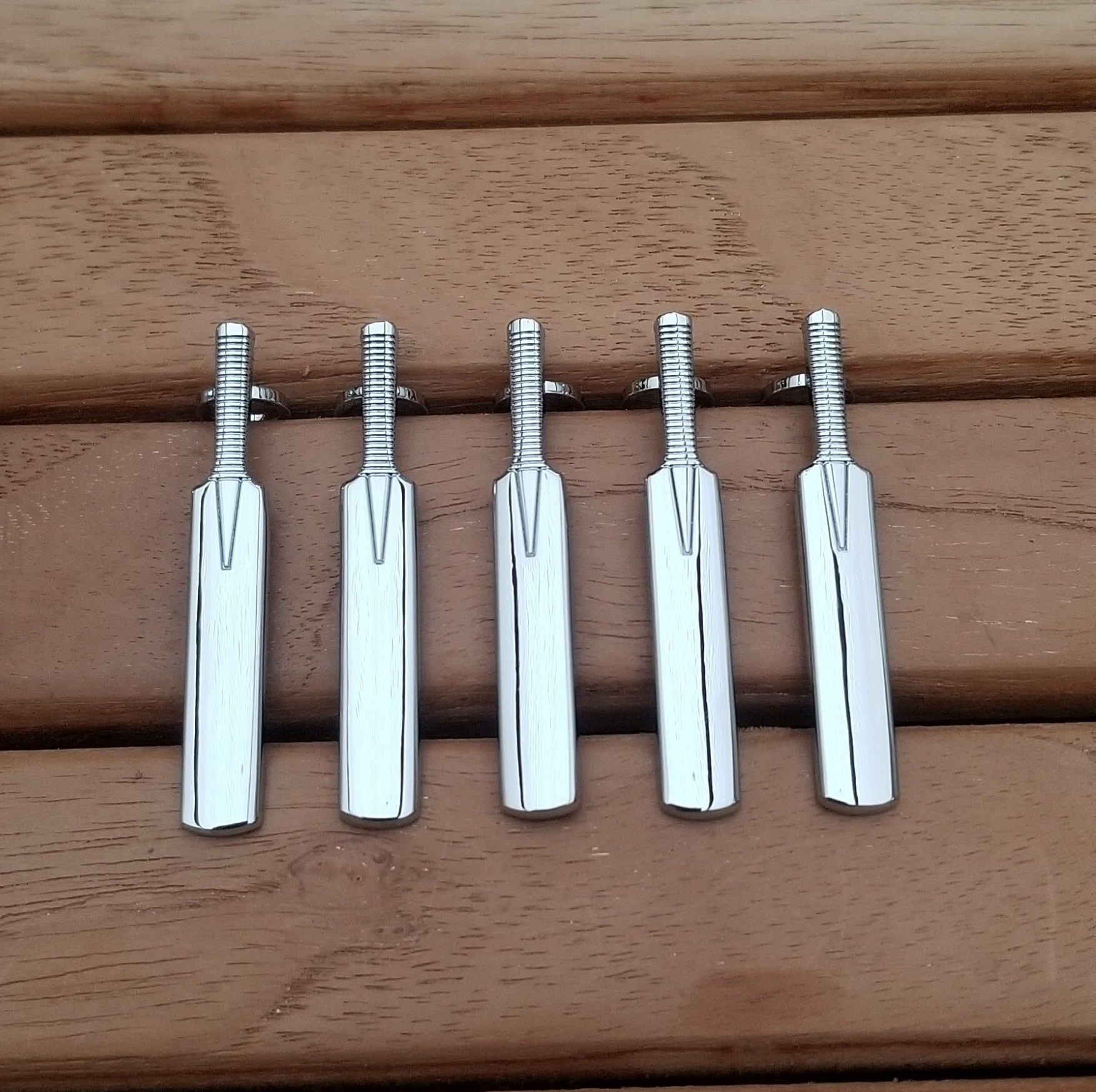 Cricket Bat Slimline Pen Clip - Chrome Plated