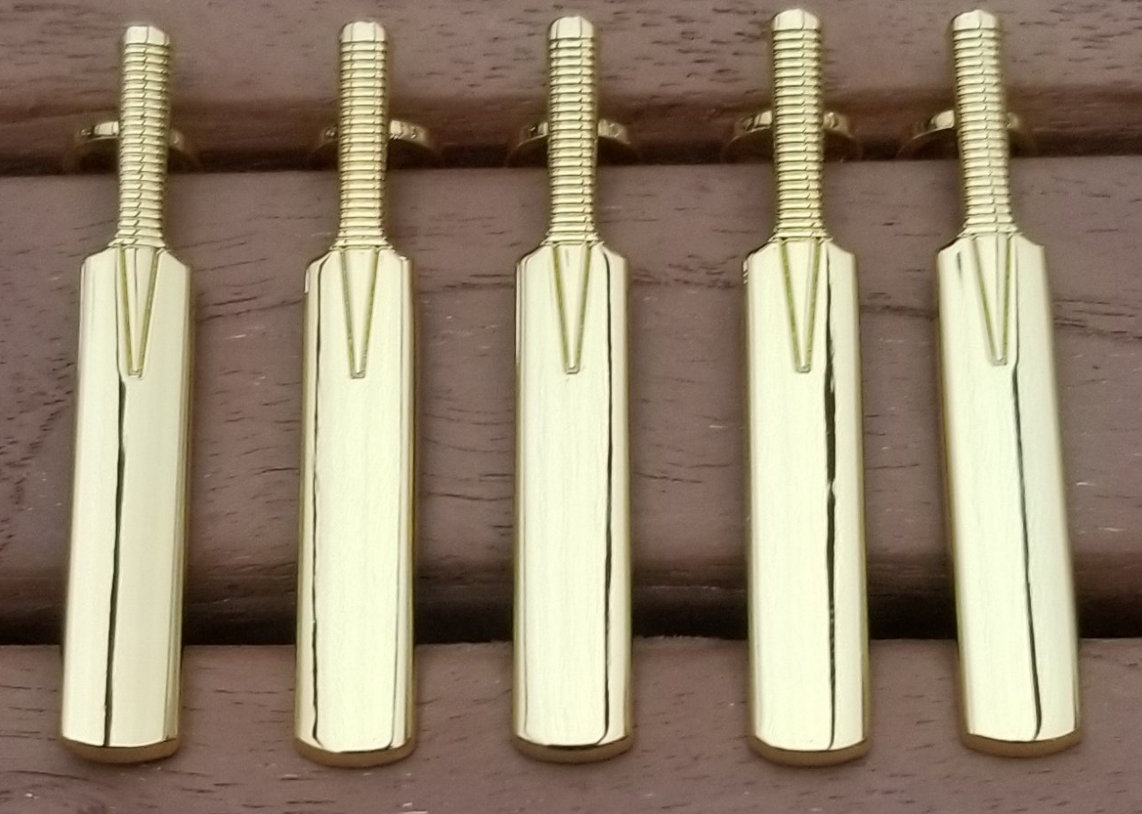 Cricket Bat Slimline Pen Clip - Gold Plated