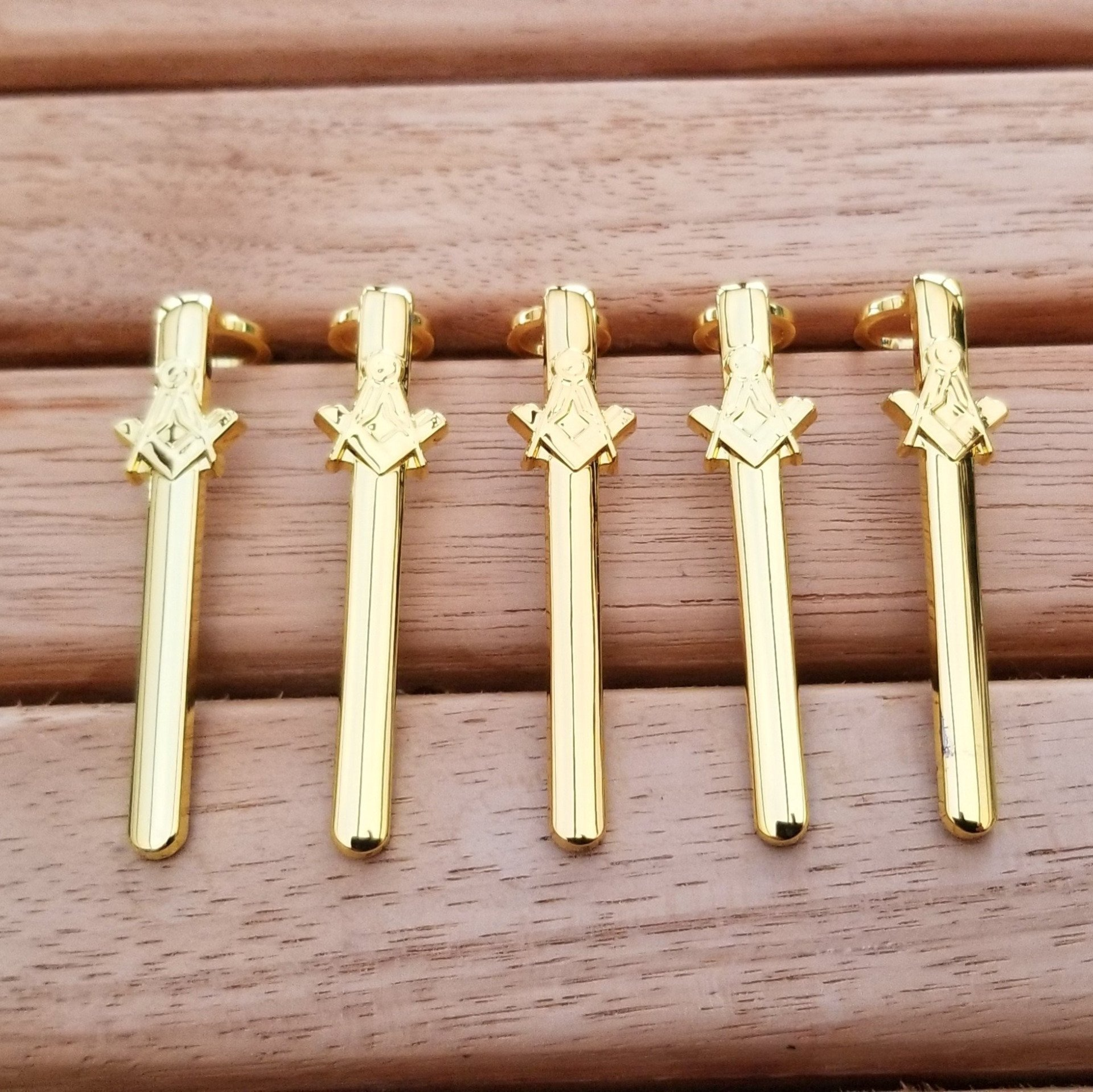 5 Masonic Pen Clips for slimline pens Polished Gold Plated