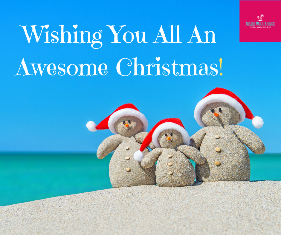 Family of snowmen on a beach - wishing you all an awesome Christmas!