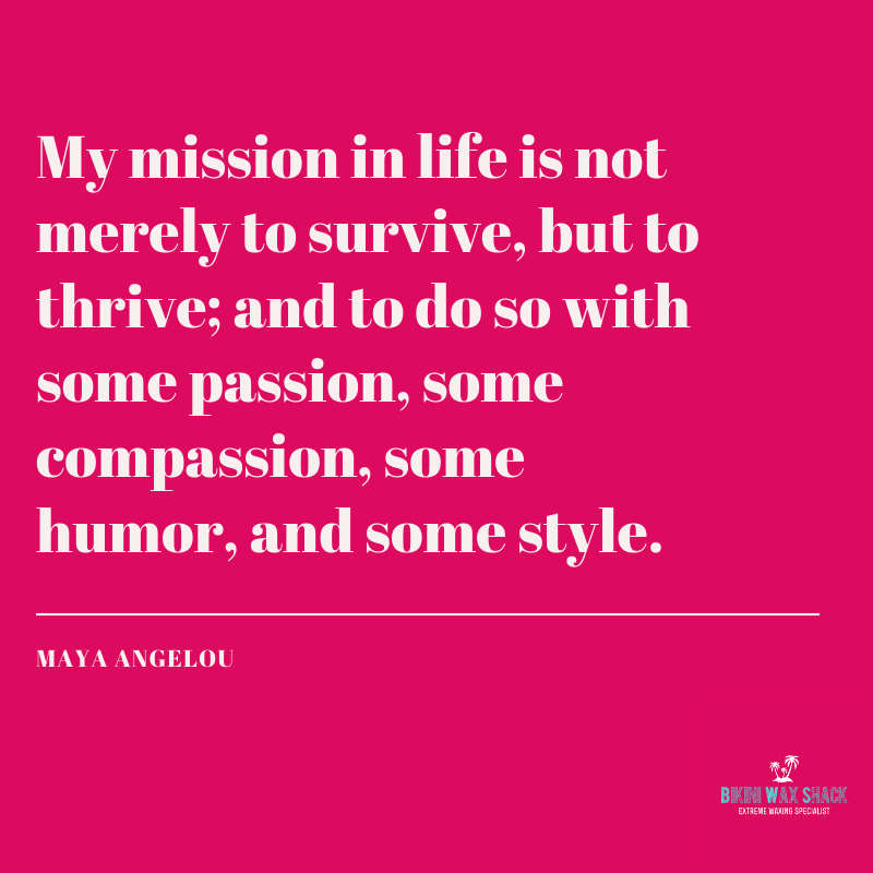 Pink background with mission statement to not only survive but to thrive