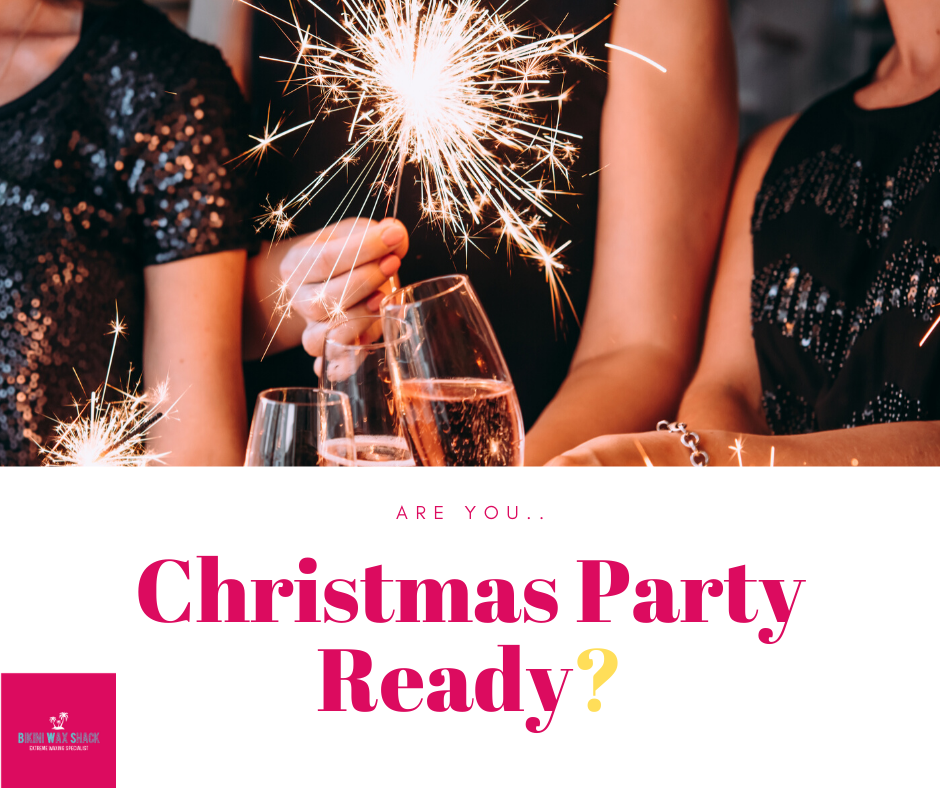 Champagne glasses and sparklers with slogan Are you Christmas Party ready?