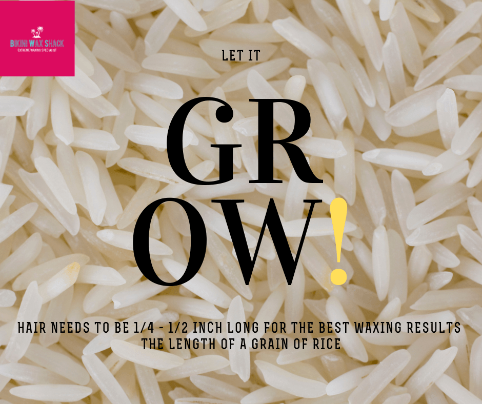 grains of rice with message let it grow - relates to hair growth for waxing