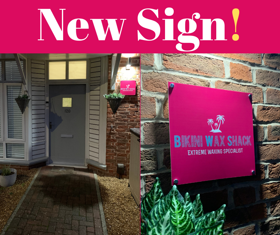 bikini wax shack sign on outside of the building