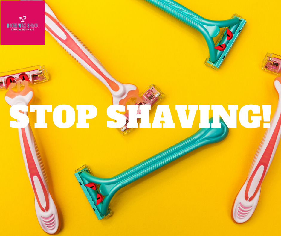 Razors lined up with slogan Stop Shaving!
