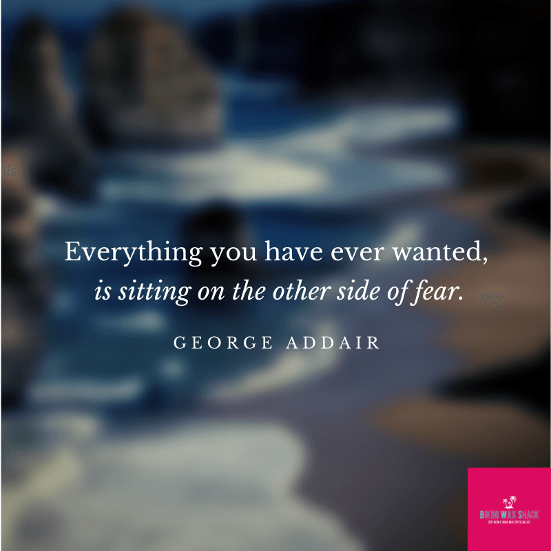 Blurred winding river scene with slogan everything you have ever wanted is sitting on the other side of fear