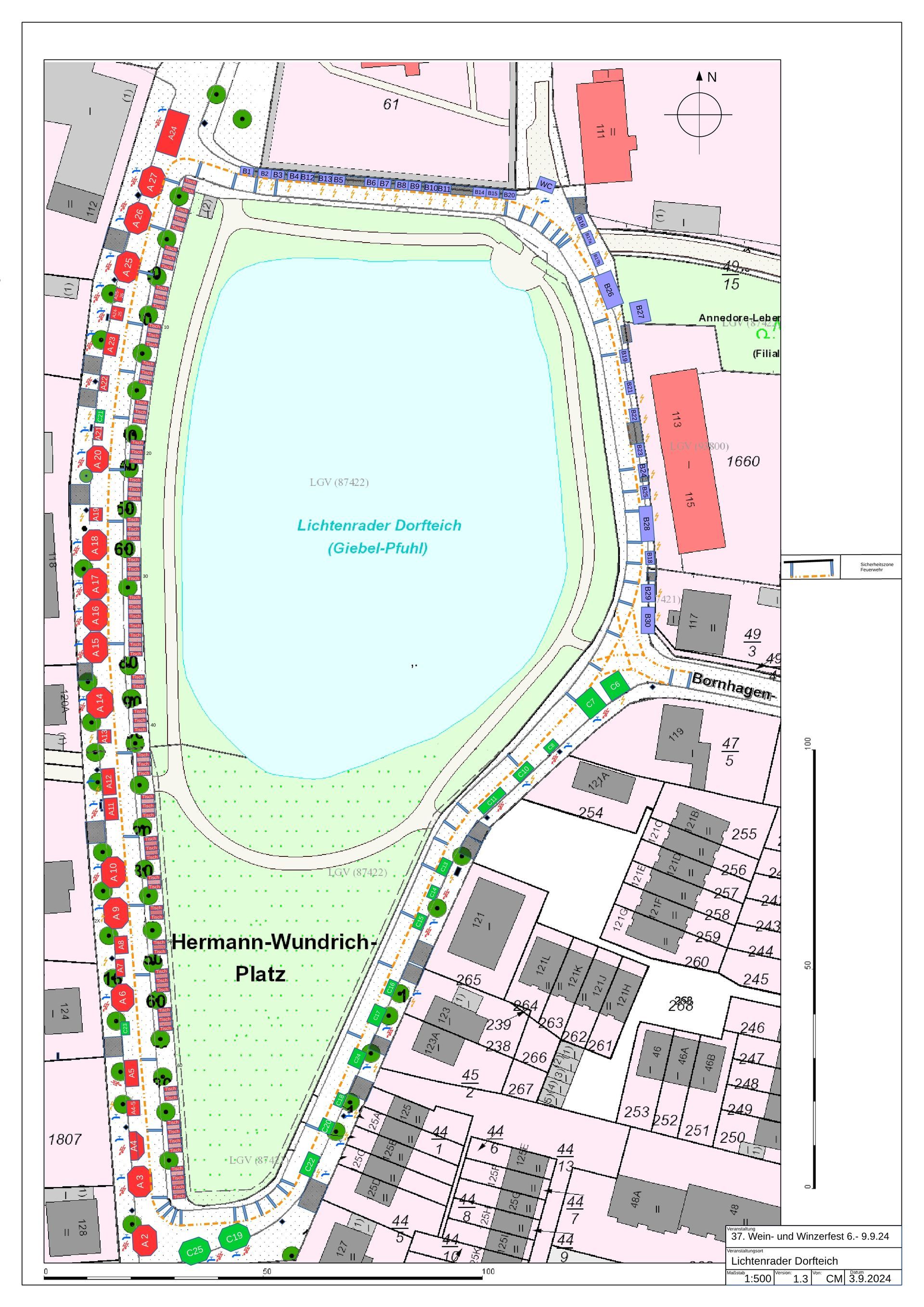 Standplan vom Wein- und Winzerfest Lichtenrade vom 6. - 8. September 2024