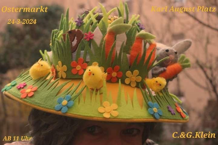 Hutdesign von C.G. Klein Ostern 2024 zur Bewerbung vom kunsthandwerklichen OSTER-Markt in Berlin am Karl-August-Platz