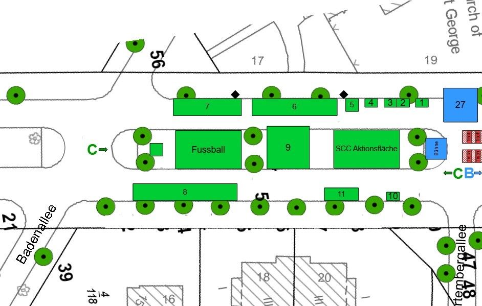 Strecke C mit den Vereinen, Institutionen und Einrichtungen bei Frühlingszauber in Westend 2023