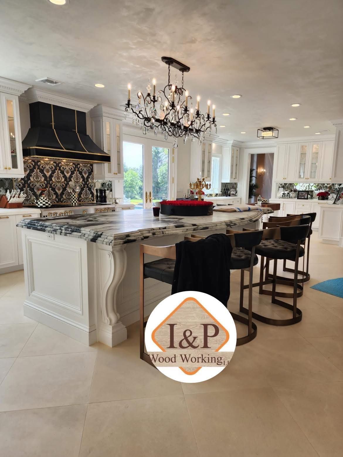 Custom Kitchen, in Mahogany and Maple Wood and painted in Satin Italian Lacquer.