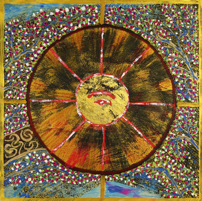 neptun 2016, öl, ölpastell, acryl auf leinwand, 40 x 40 cm