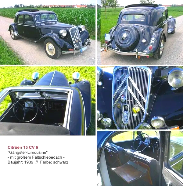 Oldtimer mieten als Hochzeitsauto im Großraum München. Wir vermieten die Citroen Gangsterlimousine auch für Events, Fotoshootings und für´s Fensehen. Hochzeitsauto mieten München Oldtimer