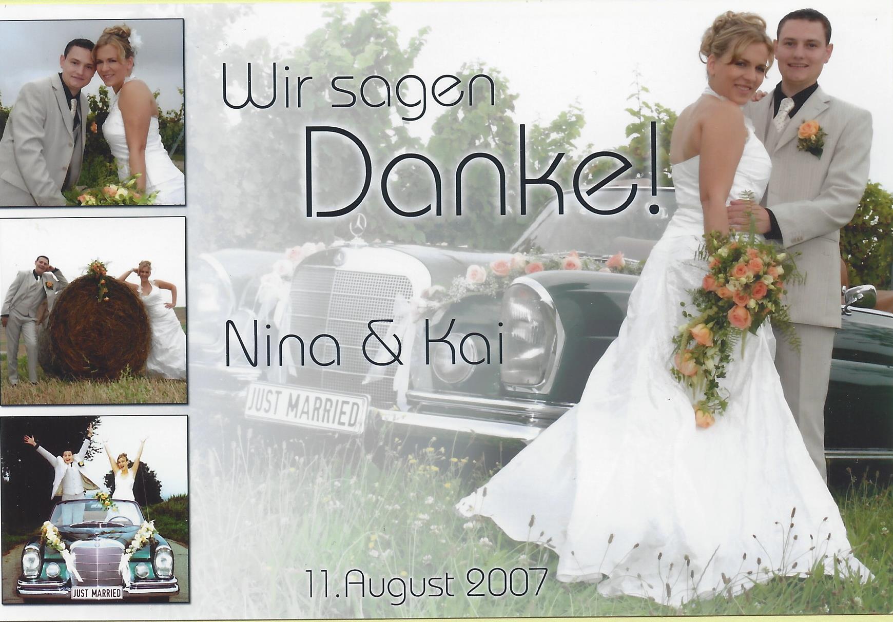 Hallo Nina und Kai, Ihr wart das erste Brautpaar, das ich mit dem Oldtimer Cabrio zur Hochzeit fahren durfte. Danke von mir, dass Ihr es mir so leicht gemacht habt. Und Danke sage ich auch dafür, dass ich die Bilder, die wir in den Weinbergen gemacht haben, auf die Website nehmen darf. Liebe Grüße und alles Gute für euch, Reinhard Kopka Hochzeitsauto mieten Karlsruhe