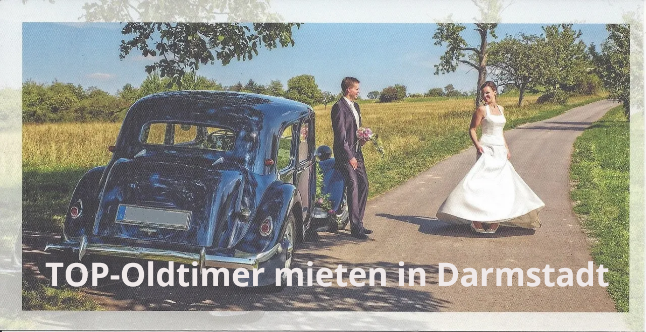 Schöne Oldtimer mieten als Hochzeitsauto in Darmstadt, in Groß-Gerau, in Dieburg, in Groß-Umstadt und Pfungstadt, Seeheim-Jugenheim, Bensheim und Heppenheim, sowie entlang der Bergstraße und im schönen Odenwald. Oltimer mieten Darmstadt