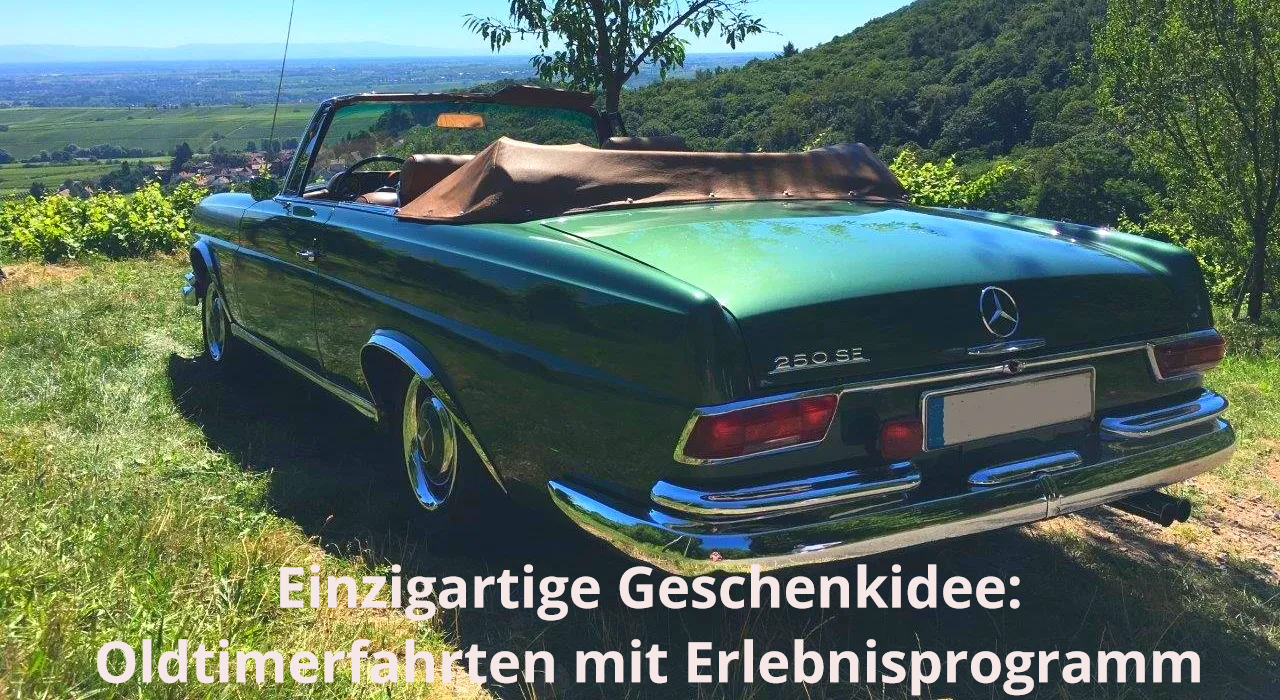 Eine Oldtimerfahrt schenken mit Chauffeur und tollem Erlebnisprogramm - mit Geschenkgutschein. Oldtimer mieten Gutschein Geschenk