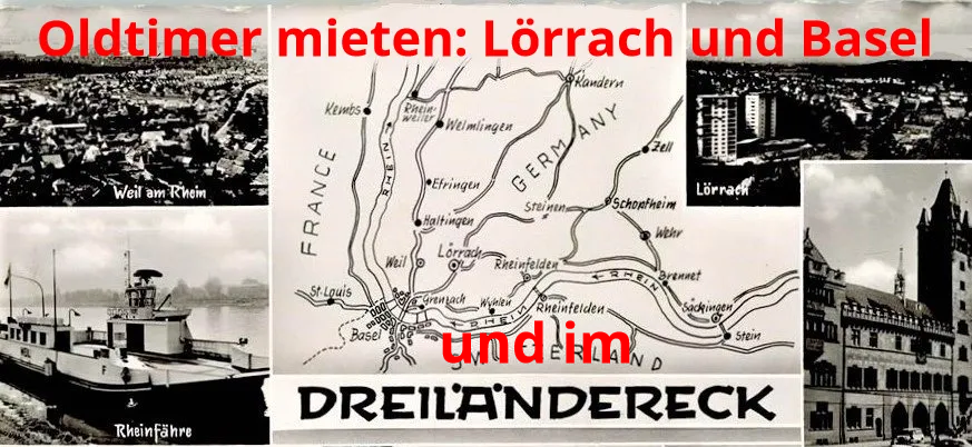 Oldtimer mieten in Lörrach und Basel als Hochzeitauto für die Traum-Hochzeit, sowie für kleine und große Events. Mieten Sie die Oldtimer auch in der Region Baselland, Weil am Rhein, Riehen, Schopfheim, Rheinfelden und Grenzach-Wyhlen. Oldtimer mieten Lörrach Basel Hochzeit Hochzeitsauto