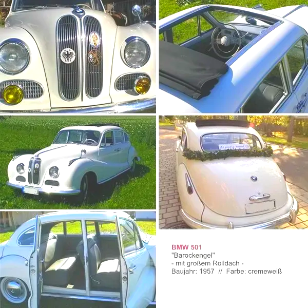 Mieten Sie diesen ausladenden BMW Oldtimer außer in München in Starnberg und rund um den Starnberger See, am Ammersee, Bad Wiessee und Tegernsee, sowie am Chiemsee. Besonders beliebt ist der BMW Barockengel als Hochzeitsauto. Oldtimer mieten in München