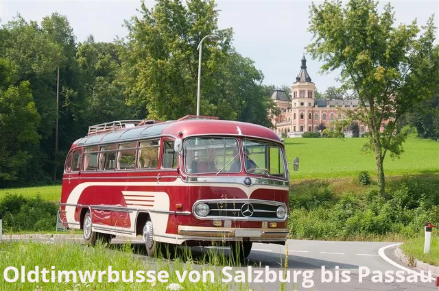 Einen Oldtimerbus mieten im geografischen Dreieck Salzburg, Chiemsee und Passau: Hier ein wunderschöner Oldtimerbus vor traumhafter Kulisse. Mieten Sie einen schönen Oldtimerbus in Salzburg und rund 100 Km um Salzburg herum: Von Freilassing bis Passau, bis zum Chiemsee und nach Rosenheim, in Berchtesgarden, Bischofshofen bis Zell am See und Kitzbühel, und natürlich in´s schöne Salzkammergut: In St. Wolfgang am Wolfgangsee, Fuschl am Fuschlsee, am Mondsee, Attersee und Traunsee. Oldtimerbus mieten Salzburg