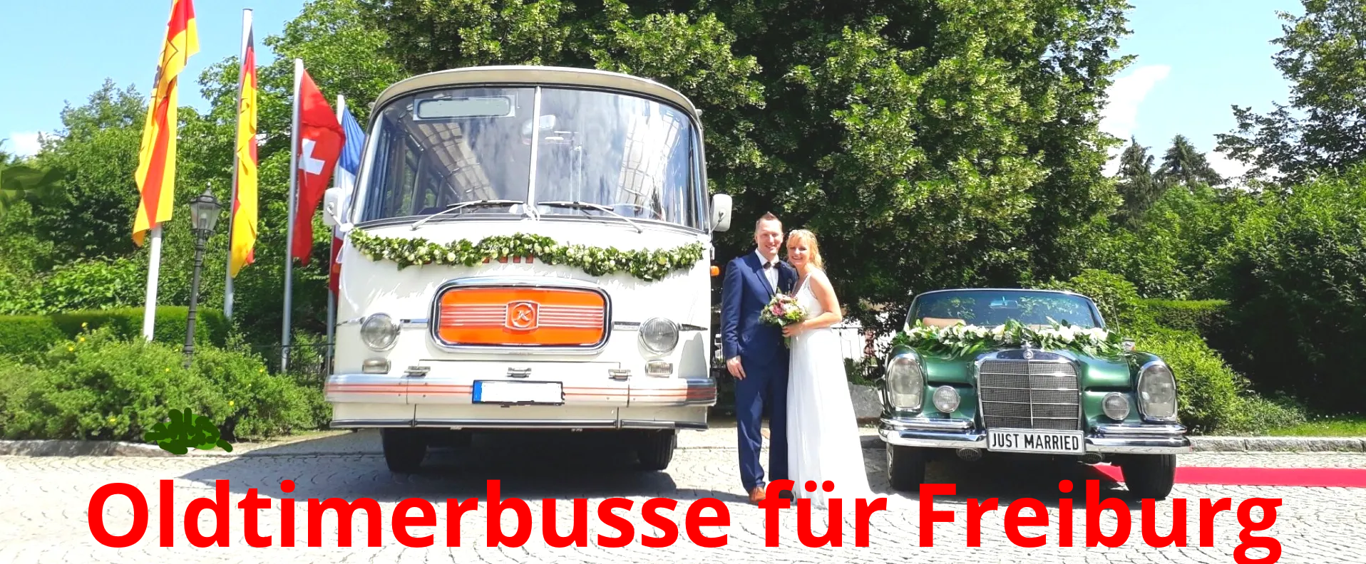 Für die Hochzeit in Freiburg einen Oldtimerbus mieten für die Hochzeitsgesellschaft, und das Brautpaar fährt im Oldtimerbus mit oder im Oldtimer Hochzeitsauto vorneweg. Mieten Sie den Oldtimerbus im Schwarzwald bis nach Villingen-Schwenningen, und bis Lörrach und Offenburg. Oldtimerbus mieten Freiburg