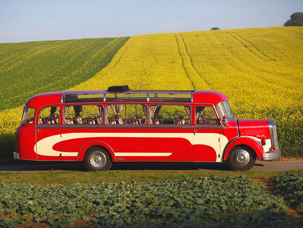 Diesen Oldtimerbus mieten an der Weinstraße, von Bad Dürkheim bis Schweigen: Ein phantastischer Oldtimerbus aus dem Jahr 1950, toprestauriert wie alle Busse, die wir anbieten.  Die  Oldtimerbus mieten Weinstraße Bad Dürkheim