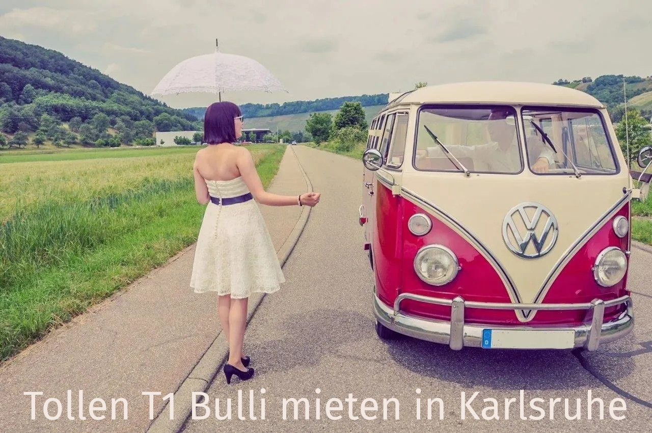 Schöne T1 Bullis und T2 Bullis mieten Sie bei der K & K Oldtimervermietung in Karlsruhe und Umgebung. Sei es für eine Hochzeit oder einen anderen schönen Anlass: Mieten Sie einen T1 oder T2 Bus außer in Karlsruhe selbst in Rastatt, Ettlingen, Baden-Baden bis Pforzheim und in Bretten bis Bruchsal. T1 Bulli mieten in Karlsruhe